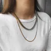 Miami Hip Hop 3 9 mm stal nierdzewna kubańska łańcuch łącza złota srebrny kolor naszyjnik Choker dla mężczyzn