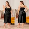 Women's Sleepwear Plus Size Chemise Nightdress Sexy Women Spaghetti Strap Nightgown Summer Satin Solid Home Wear Loose Intimate Lingerie