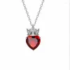 Pendant Necklaces Tibetan Sliver Crown Heart Necklcace Blue Red Pink Stone Multicolor Crystal Stones Choker Necklace Women Fashion 2023