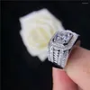 Klaster Pierścienie solidny biały złoto au750 męski pierścień 2ct moissanite diament na męskie oświadczenie miłosne oświadczenie rocznicowy prezent biżuterii