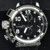 HSF Linkshänder 50 mm U51 U-51 Herrenuhr Quarz Chronograph Chimera 7474 Stahlgehäuse Schwarzes Zifferblatt 50 mm Lederarmband Stoppuhr Neue Uhren TWUB Timezonewatch Z01b