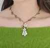 Necklace Earrings Set CSxjd Genuine High-grade Wedding Jewelry Bronze White Pear Flower Pendant Earring Women