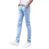 Jeans pour hommes élégant skinny poches droites poches peau-touch adolescent slim fit crayon hommes s'habillant