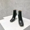 Şık kare ayak parmağı botları kadın deri lüks tasarımcı botları 8cm düzensiz topuk gündelik yan fermuar siyah beyaz kahverengi sonbahar yeni iş ayak bileği çizme