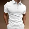 Polos Polos Solid Kolor Polo koszula z krótkim rękawem Turn Down Button dla mężczyzn Casual Streetwear 2023 Summer Męskie topy