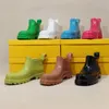 Regnstövlar Regnstövlar Kvinnor i Luxur Tjock Bottom Candy Color Women's Rain Galoshes Waterproof Jelly Short Boots 231101