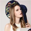 Sombreros de ala ancha Sombreros de ala ancha Sombrero para el sol de algodón de verano para mujer Gran disquete Plegable Vacaciones Gorra de playa Gorras al aire libre Floral Dot Fe Dhgarden Dhjz5