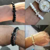 Pulsera de piedra Natural de hebra, Pulseras clásicas de cuentas de Chakras para mujer, Pulseras de cristal de piedra lunar turquesa, joyería para hombre Gif