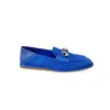 Mocassino con cristalli Scarpe eleganti da festa in raso blu - Glamour, dettagli scintillanti, sensazione lussuosa