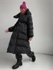 Casacos de trincheira femininos inverno sólido grosso quente longo casaco de algodão com capuz para mulheres solto acolchoado zíper coberto botão preto parkas