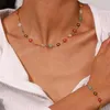 Collier boucles d'oreilles ensemble bohême voyage coloré émail marguerite fleur à la main clavicule colliers doux Bracelets à la mode femme bijoux 2023