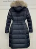 Parka à capuche en vraie fourrure pour femme, manteau épais et chaud avec ceinture, veste longue et Slim, imperméable, L231102