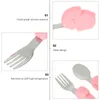 Dinnerware Sets 2 Pcs Toddler Suit Training Spoon Fork Travel Set Silicone Spoons Kids Baby Utensils