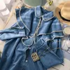 Damskie topy damskie odzież vintage frezowanie bluzki vintage Jean Blusas Mujer de Moda 2023 Modna koszula dżinsowa luźna bluzka