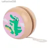 Yoyo enfants Yoyo balle mignon animaux imprime en bois Yoyo jouets Lion Crocodiles hérisson jouets enfants Yo-Yo jouets créatifs pour enfants L231102