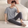 Men's Sleepwear Men Modal Pijama Round Neck Pajama Sets Short Sleeve Sleep Clothes Male 2Pieces Suits Home Wear Pyjamas Loungewear