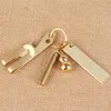 Sleutelchains 6 cm kleine koper liniaal sleutelhanger messing sleutelring ring nummer bord hanger goud kleur vrouwen mannen accessoires geschenken schuifjes sleutelhanger