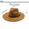 جلد الخوخ من جلد الغزال القبعة العلوية 9.5 سم Big Brim Jazz Fedora Church Hats Women Party Panama Felt Cap Brown Belt Wascinator Hat