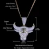 Uwin Drop Charm King Bull Pendentif Glacé Avec Coupe Ronde 4mm Chaînes De Tennis Collier Hiphop Cubique Zircone Bijoux J19071175Q