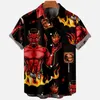 Men's Casual Shirts 2023 Devil Horror 3d Print Hawaiian Shirt Men Clothes Loose Breathable Men's Summer Male Short Sleeve