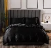 Conjunto de cama de luxo king size preto cetim seda consolador cama casa têxtil tamanho rainha capa edredão cy2005199224417