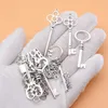 Charms 15st Antik Silver Color Key Collection för DIY -smycken som gör 15 stilar 1 av varje