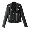 Women's Jackets Winter For Women Leather Jacket Autumn Lapel Motor Coat Zip Biker Short Punk Cropped Top Loose Coats