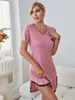 Damen-Nachtwäsche, Sommer, sexy Frauen, Spitze, Nachtkleid, V-Ausschnitt, kurzärmelig, Pyjamas, Nachthemden, Nachthemd, Nachtwäsche, Heimrock, Rosa