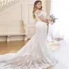 2023 Bohemian Long Mermaid Wedding Dresses Lace Appliques Plus Size Ivory Corset Bridal Gowns Boho Beach Tulle Summer Vestido De Novia