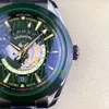 VS Factory Universal Time Watch Mechanical 8938 Średnica ruchu 43 mm Stalowy pasek zielony ceramiczny szafir Sapphire Crystal Glass Waterproof