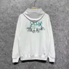 علامة أزياء أوروبية وأمريكية Ami Bone Letter Peony Multi-Color Long-Hoodie Street Street Loose Hoodie Pure Cotton Hoodie Men and Women.