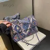 Kız retro el çantası tuval manyetik toka çantası kadın bahar etnik tarzı tek omuz diyagonal kese bir ana femme
