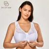 Bra's Full Coverage Wire Free Floral Lace Plus Size Front Clre Bra Cotton Racerback White Black Beige Underwear DD E F G H 231102