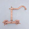 Kitchen Faucets Antique Red Copper Brass Wall Mounted Wet Bar Bathroom Vessel Basin Sink Cold Mixer Tap Swivel Spout Faucet Msf861