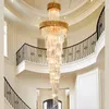 シャンデリアモダンな階段天井クリスタルシャンデリア照明導入ランプダイニングリビングルームゴールドブラックラスターサスペンションluminaire