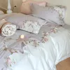 Bedding Sets Pastoral Style Cotton 4 Pcs Set Flower Embroidery Pure Quilt Cover Bed Sheet High Sense Tribute Satin Wholesale