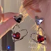 Boucles d'oreilles pendantes Y2k pour femmes, bijoux en cristal, cœur rouge, Design de tempérament en métal, pendentif d'amour, de fête, esthétique