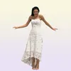 Кружевное пляжное свадебное платье-футляр без бретелек с высокой низкой асимметричной спинкой на молнии сзади Винтажные свадебные платья2002761
