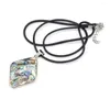 Kedjor Fashion Natural Abalone Necklace Pendant Reiki Heal Simple Rhombus Sea Shell Alloy Edge Jewelry for Women Gifts