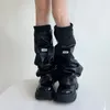 Женские носки, женские гетры из искусственной кожи для девочек, готические ботинки, однотонные расклешенные гетры с черными манжетами и рукавами в стиле панк