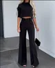 Women's Two Piece Pants High-street Autumn Products Recommend Long-sleeved High-necked Fashion Temperament Street Talent Bell Bottoms Suit.