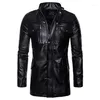 Vestes pour hommes de haute qualité pardessus rue coupe-vent manteau en peluche hommes en cuir locomotive fourrure vêtements PU veste décontractée longue