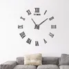 Horloges murales bricolage chiffres romains créatifs grande taille autocollants acryliques horloge miroir salon chambre