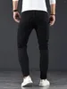 Jeans da uomo Pantaloni skinny in denim elasticizzati da uomo Tinta unita Nero Blu Autunno Estate Luxury Street Pantaloni slim fit stile hip-hop Harajuku