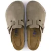 2024 New Birk Clogs Sandal Pantoufles Designer Birkin Hommes Femmes Sandale Noir Plat Boston Mule Daim Cuir Slide Clog Chaussures Casual Tongs Hasp Sliders Slipper Box