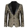 Costumes pour hommes Vestes de costume pour hommes Automne Col à revers pour les soirées sur scène et les hôtes Diamant Sparkle Tenue de soirée Banquets Hommes Blazer Slim Fit