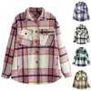 Camicette da donna Plaid Camicie di lana oversize da donna 2023 Camicia da donna morbida e spessa da donna Top elegante cappotto allentato femminile