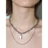 Choker Tidlös Wonder Zirconia Square Layered Chains Halsband för kvinnor Designer smycken punk ins party goth runway uttalande topp 6447 originalkvalitet