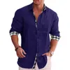 Erkek Günlük Gömlekler Sonbahar Pamuk Keten Gömlek Erkekler Gevşek Kırmık Bluz Izgara Uzun Kollu Tişört Plus Boyut 5xl Moda Yakışıklı Erkek Tişört 230331