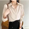 Damenblusen 4XL Office Tyle Button Up Chiffon Bloue Top Women Olid Long Leeve Plu Ize Hirt Ladie Pring Elegant Blua Mujer 2023